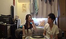 Asian girl enjoys full fucking and blowjob session