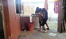 Maid couldn't resist my throbbing cock while wife was out