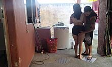 Maid couldn't resist my throbbing cock while wife was out