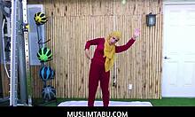 muslimtabu - arab teen wife kira perez cheats with her personal trainer, hijab on