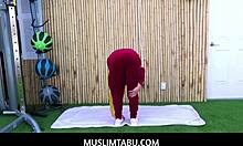muslimtabu - arab teen wife kira perez cheats with her personal trainer, hijab on