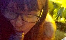 the submissive loves swallowing the entire cock along with the balls