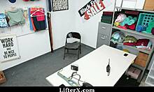 Security officer punishes small tits teen for shoplifting crime