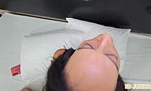 Skinny prostitute fucked bareback in red and sheer outfit