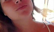 Hot stepmom teases and blows in public spot