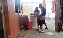 Maid sucks erect cock now.