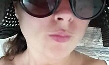 Hot stepmom teases and blows in public spot