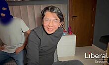 Sexy enfermera cures three patients by milking their cocks