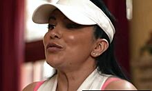 ROMI RAIN TEACHES KIMMY KIMM LESBIAN TENNIS LESSONS WITH TITS AND ASS!