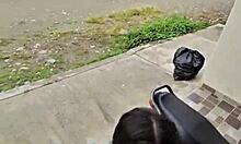 The pretty brunette teen receives abundant hot cum on her lovely face