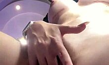 Brunette teen displays her pretty pussy up close with cum dripping from her mouth