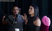 morena strips naked shows tits gets pussy licked after admitting she likes fingering men's asses her talent is swearing during sex