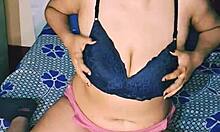 Desi hot indian girl with big boobs hairy pussy inserting dildo and moaning