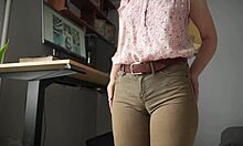 Colleague Shows Off Tight Clothing Tease