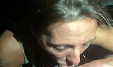 Amateur wife sucks monster cock in homemade bedroom, swallowing mouthful of jizz