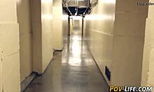 Tattooed Brunette Teen Sucks Monster Cock and Gets Cumshot