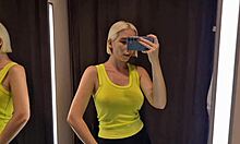 Big tits try on see-through outfit