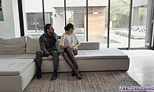 Tiny asian teen 18+ elle venove gets a strapon threesome punishment from her neighbors diamond banks and johnny castle