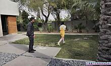 Tiny asian teen 18+ elle venove gets a strapon threesome punishment from her neighbors diamond banks and johnny castle