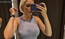 Big tits try on see-through outfit