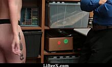 inspected and strip searched by security officer in thrilling office encounter