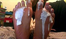 Intense creamed foot worship by 18 year old Latina on webcam