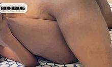 big booty ebony pounded from back, creams on black cock