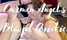 Intense blowjob with deepthroat moaning from granny.