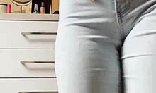 Petite Blonde Striptease Dancing In Tight Jeans!