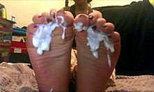 Intense creamed foot worship by 18 year old Latina on webcam