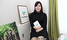 manami takashima masturbates and fingers her shaved pussy.