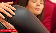 I cum on big tits in latex outfit