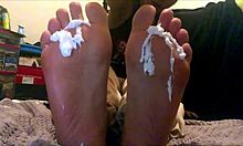Intense creamed foot worship by 18 year old Latina on webcam