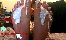 Intense creamed foot worship by 18 year old Latina on webcam