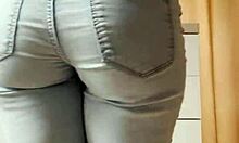 Petite Blonde Striptease Dancing In Tight Jeans!