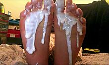 Intense creamed foot worship by 18 year old Latina on webcam