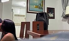 Beautiful 19-year-old latina debuts in first casting behind cameras