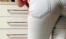 Petite Blonde Striptease Dancing In Tight Jeans!