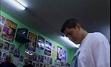 Hot blonde licking her pussy and blowjob group of men 😘