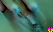 Single brazilian milf aggressively putting sex toy in her big tits anal