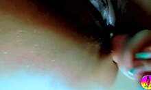 Single brazilian milf aggressively putting sex toy in her big tits anal