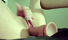 petite sapphiregirl goes solo with dildo fucking her tight pussy