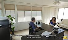 young naive girl seeking loan in intriguing interview