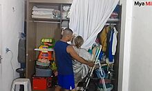 the stepson climbs the stairs to fuck his mature stepmother in their home