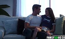 cuckold stepmom watches as stepdad pounds her stepdaughter's tight pussy