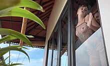 i caught a hot babe in fishnets