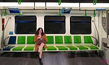 seduciendo al mejor amigo de mi esposo con tits flashing en public outdoor train.