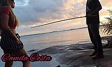 Blonde Wife Giving Cumshot To Unknown Black Fisherman