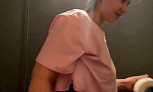 Public Play with Natural Tits and Nipple Clamps