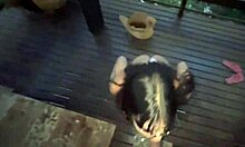 skinny stepdaughter fucks stepfather on balcony, dont care who sees